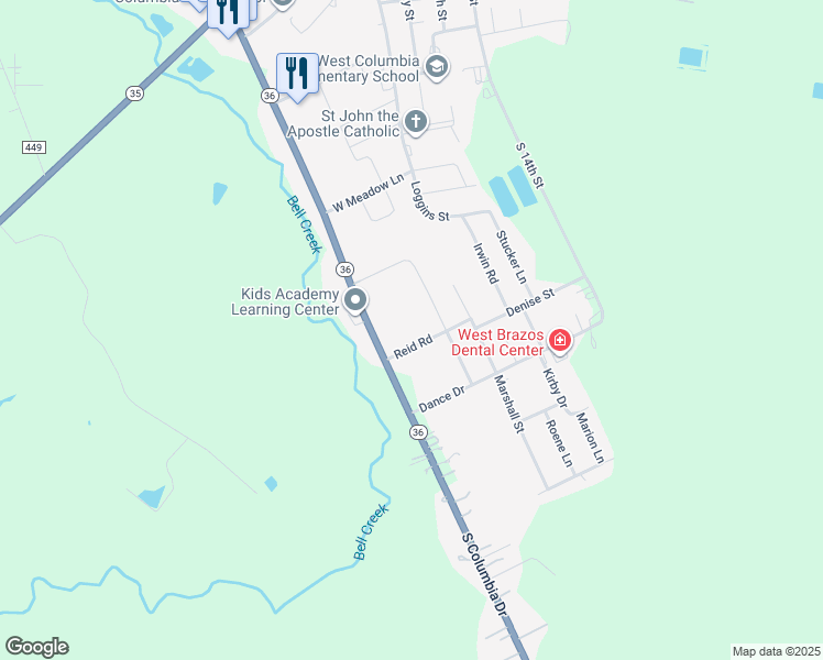 map of restaurants, bars, coffee shops, grocery stores, and more near 104 Reid Rd in West Columbia