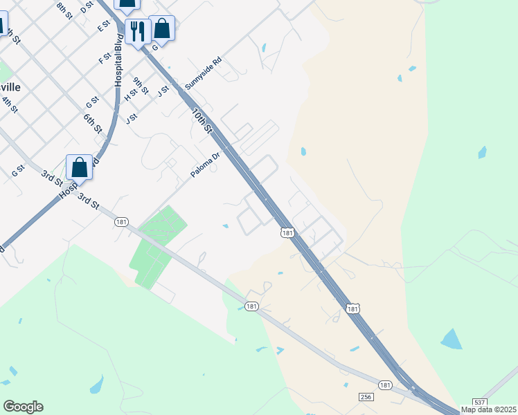 map of restaurants, bars, coffee shops, grocery stores, and more near 2339 10th Street in Floresville