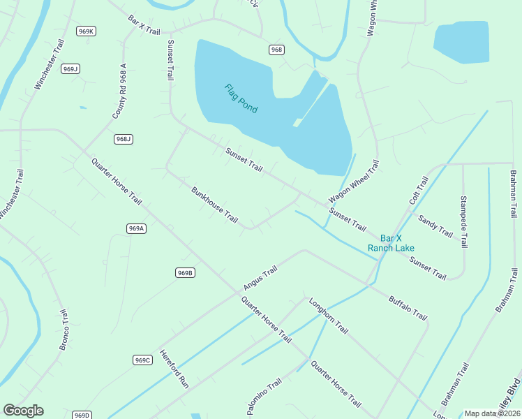 map of restaurants, bars, coffee shops, grocery stores, and more near 722 Bunkhouse Trail in Angleton