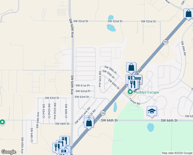 map of restaurants, bars, coffee shops, grocery stores, and more near 5787 Southwest 60th Place in Ocala