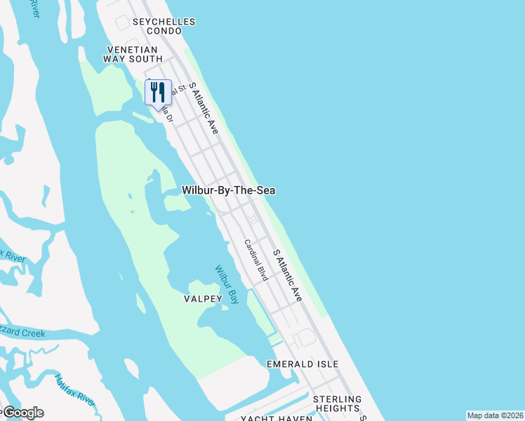map of restaurants, bars, coffee shops, grocery stores, and more near 4209 South Atlantic Avenue in Port Orange