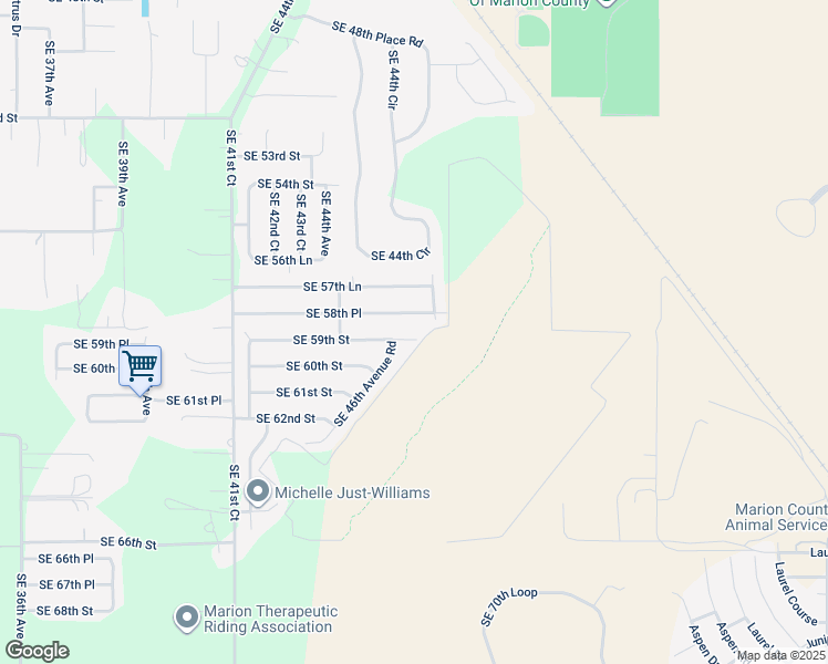 map of restaurants, bars, coffee shops, grocery stores, and more near 4635 Southeast 59th Street in Ocala