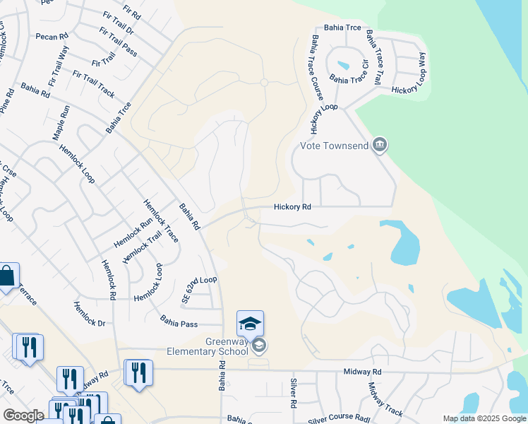 map of restaurants, bars, coffee shops, grocery stores, and more near 74 Hickory Road in Ocala