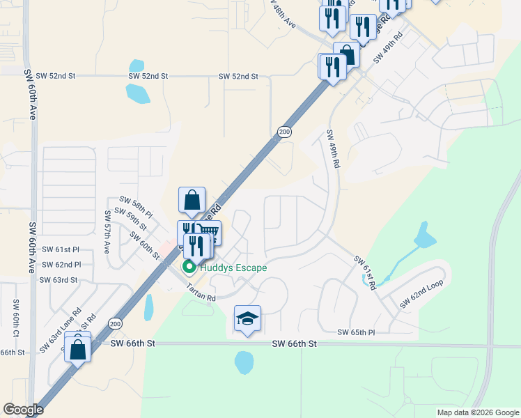 map of restaurants, bars, coffee shops, grocery stores, and more near 5614 Southwest 50th Court in Ocala