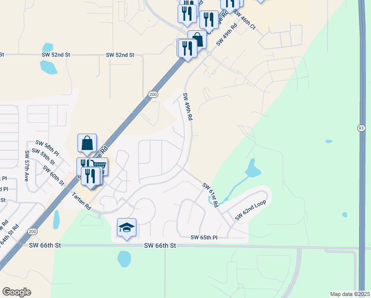 map of restaurants, bars, coffee shops, grocery stores, and more near 5533 Southwest 49th Avenue in Ocala