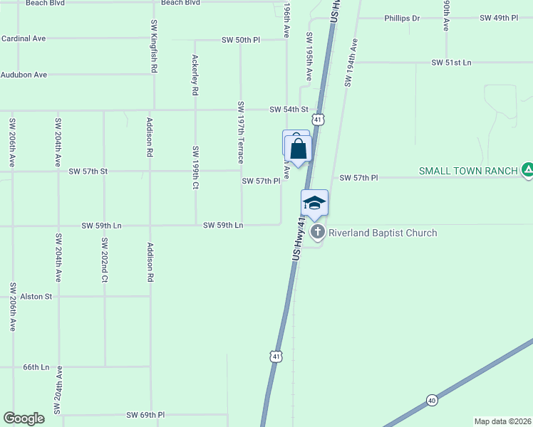 map of restaurants, bars, coffee shops, grocery stores, and more near 19675 Southwest 59th Lane in Dunnellon