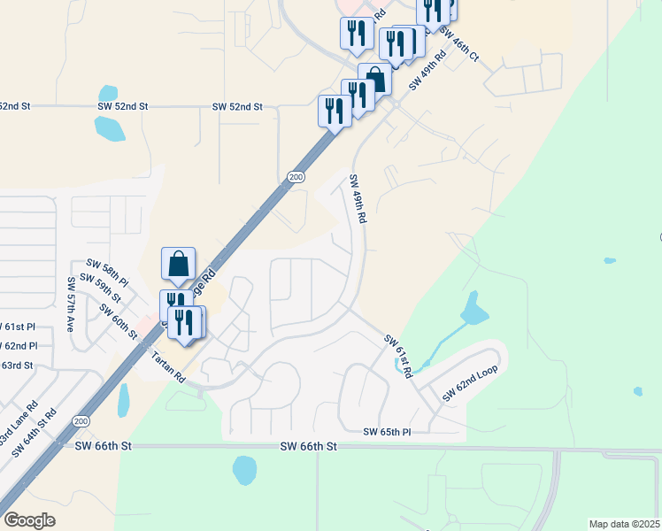 map of restaurants, bars, coffee shops, grocery stores, and more near 4924 Southwest 56th Street in Ocala