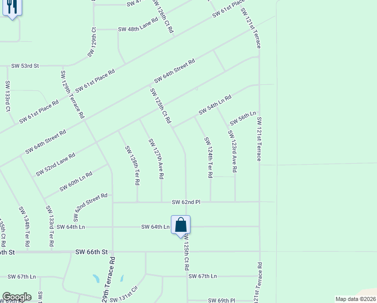 map of restaurants, bars, coffee shops, grocery stores, and more near 5851 Southwest 125th Court Road in Ocala