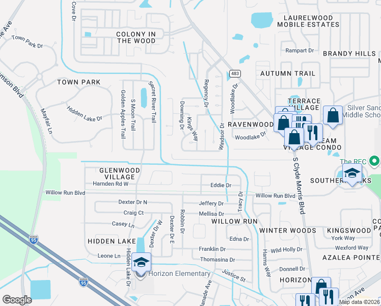 map of restaurants, bars, coffee shops, grocery stores, and more near 232 Windsor Drive in Port Orange
