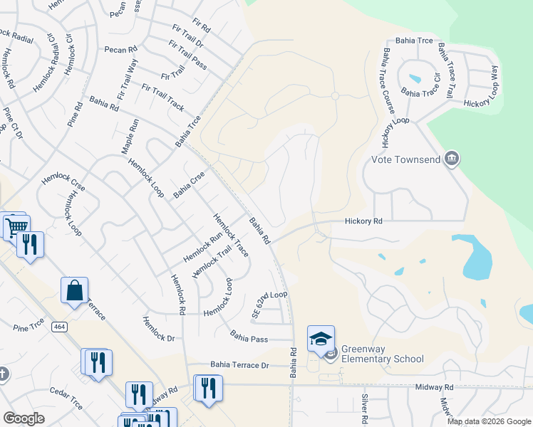 map of restaurants, bars, coffee shops, grocery stores, and more near 1 Hemlock Trail in Ocala