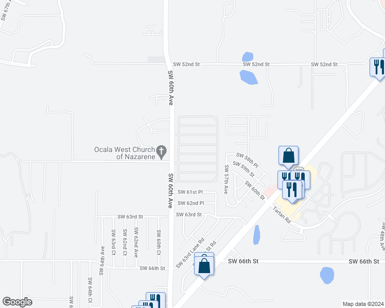 map of restaurants, bars, coffee shops, grocery stores, and more near 5893 Southwest 58th Place in Ocala