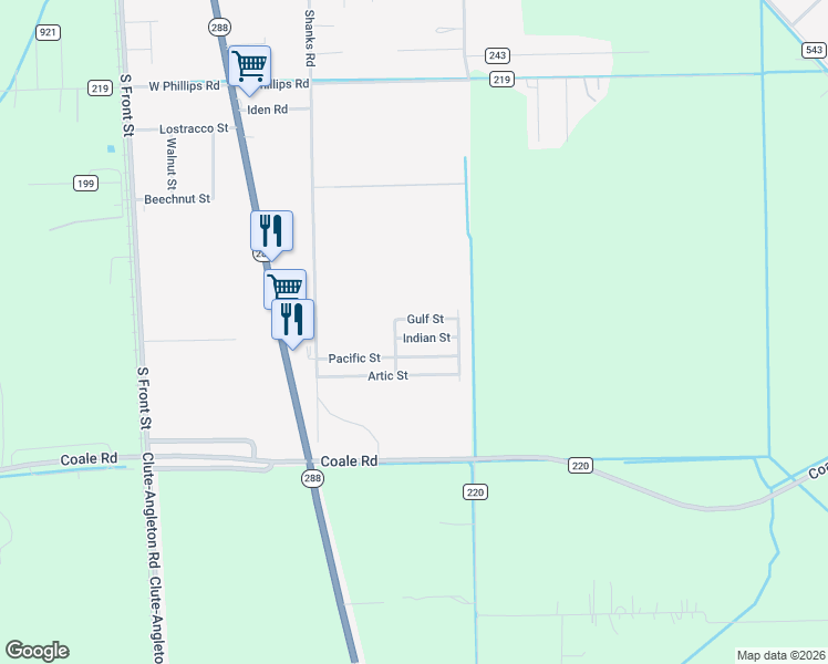 map of restaurants, bars, coffee shops, grocery stores, and more near 123 Pacific Street in Angleton