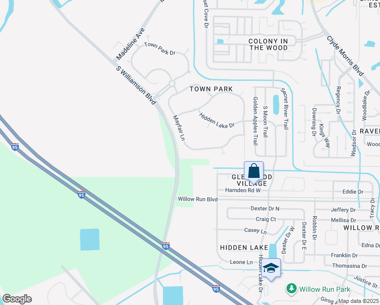 map of restaurants, bars, coffee shops, grocery stores, and more near 4250 Mayfair Lane in Port Orange