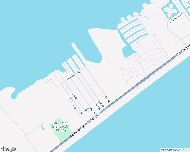 map of restaurants, bars, coffee shops, grocery stores, and more near 3917 1st Street in Galveston