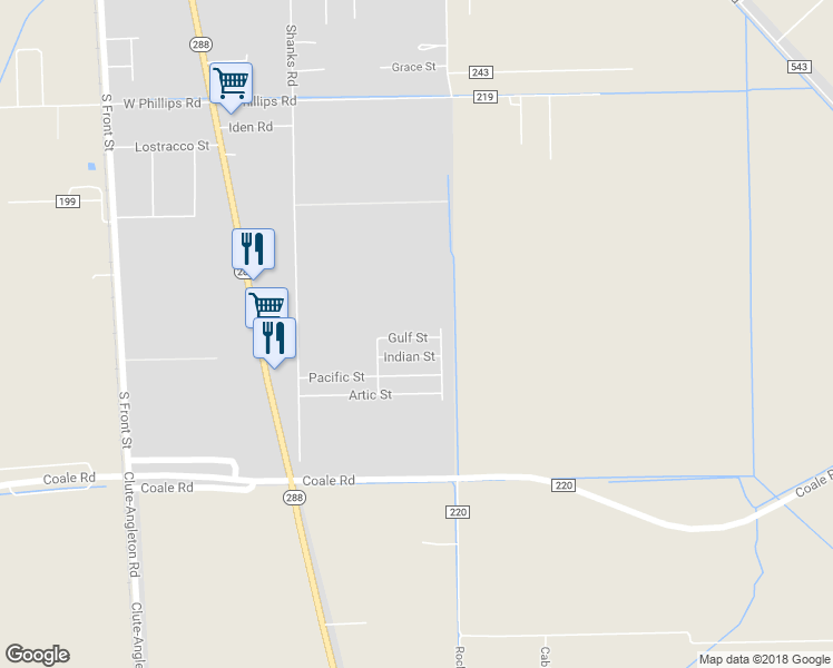 map of restaurants, bars, coffee shops, grocery stores, and more near 216 Gulf Street in Angleton