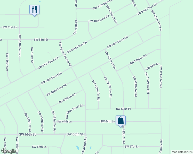 map of restaurants, bars, coffee shops, grocery stores, and more near 5911 Southwest 128th Terrace Road in Ocala