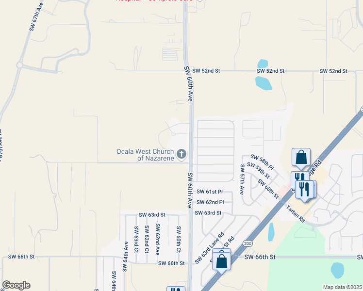 map of restaurants, bars, coffee shops, grocery stores, and more near 5762 Southwest 60th Avenue in Ocala