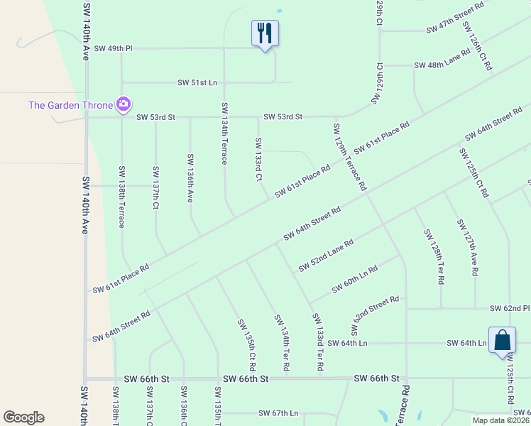map of restaurants, bars, coffee shops, grocery stores, and more near 13350 Southwest 61st Place Road in Ocala