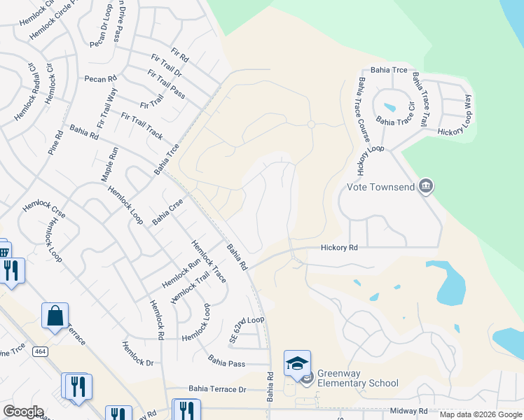 map of restaurants, bars, coffee shops, grocery stores, and more near 345 Hickory Course Radial in Ocala