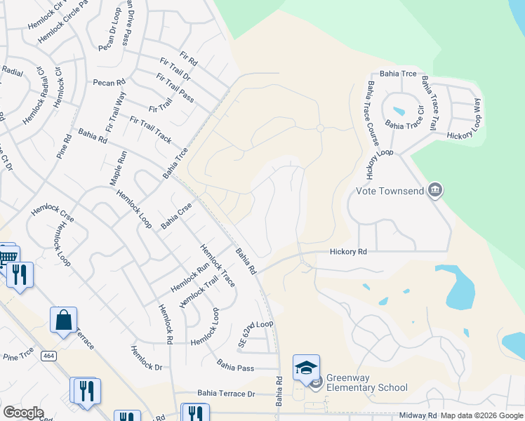 map of restaurants, bars, coffee shops, grocery stores, and more near 345 Hickory Course Radial in Ocala