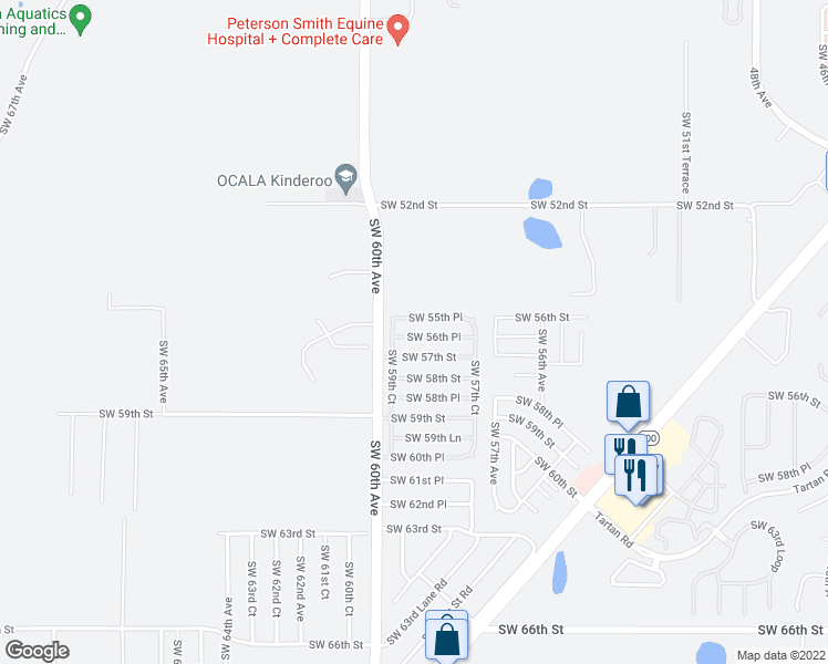 map of restaurants, bars, coffee shops, grocery stores, and more near 5925 Southwest 56th Place in Ocala