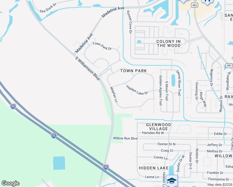 map of restaurants, bars, coffee shops, grocery stores, and more near 4227 Mayfair Lane in Port Orange