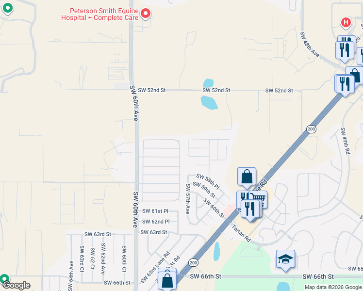map of restaurants, bars, coffee shops, grocery stores, and more near 5724 Southwest 55th Place in Ocala