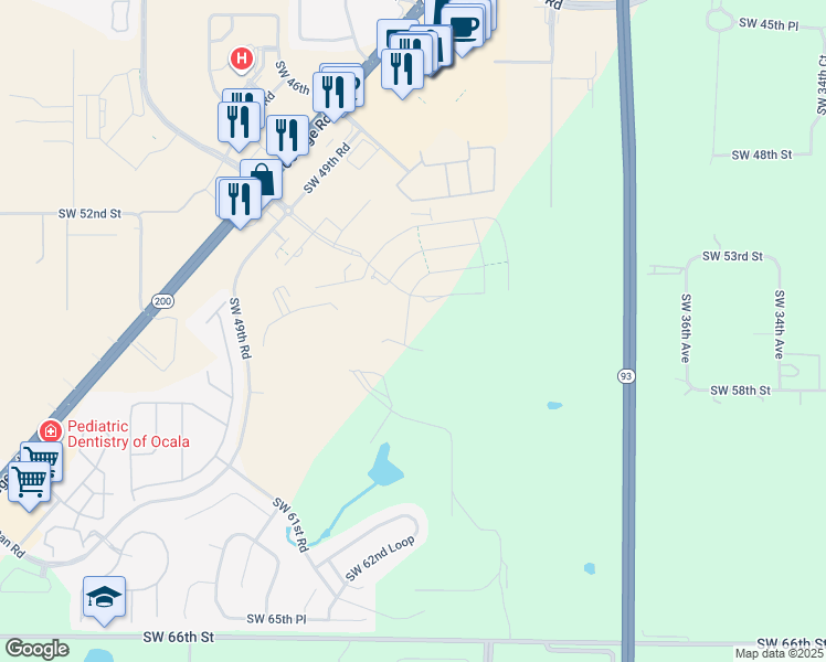 map of restaurants, bars, coffee shops, grocery stores, and more near 4900 Southwest 46th Court in Ocala