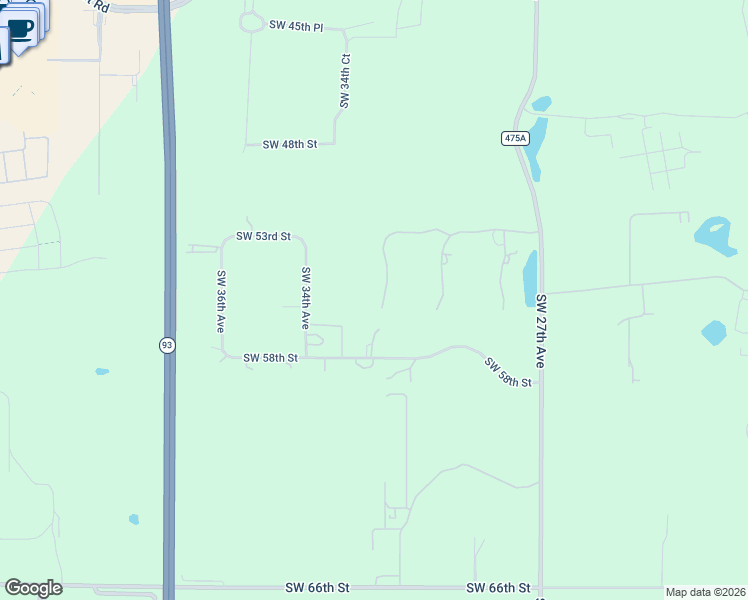 map of restaurants, bars, coffee shops, grocery stores, and more near 5574 Southwest 30th Avenue in Ocala