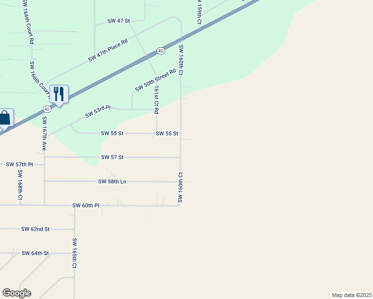 map of restaurants, bars, coffee shops, grocery stores, and more near 5667 Southwest 160th Court in Ocala