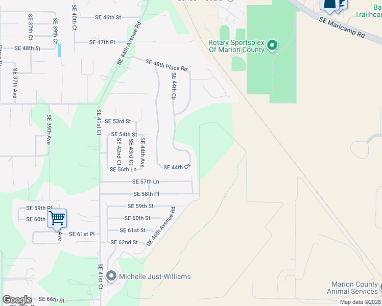 map of restaurants, bars, coffee shops, grocery stores, and more near 5329 Southeast 44th Circle in Ocala