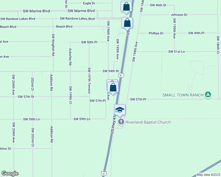 map of restaurants, bars, coffee shops, grocery stores, and more near 5607 Southwest 196th Avenue in Dunnellon