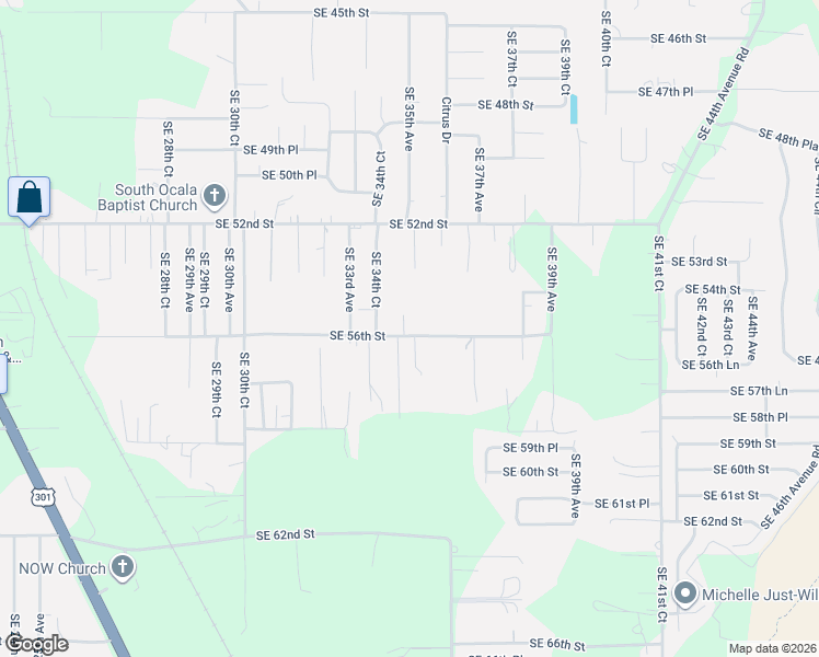 map of restaurants, bars, coffee shops, grocery stores, and more near 3495 Southeast 56th Street in Ocala