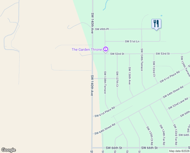 map of restaurants, bars, coffee shops, grocery stores, and more near 5685 Southwest 140th Avenue in Ocala