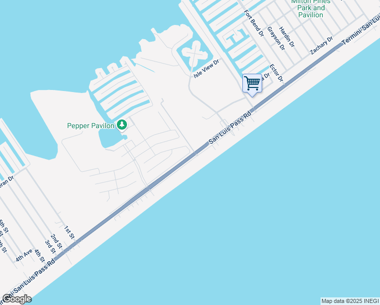 map of restaurants, bars, coffee shops, grocery stores, and more near 14712 Verano Drive in Galveston