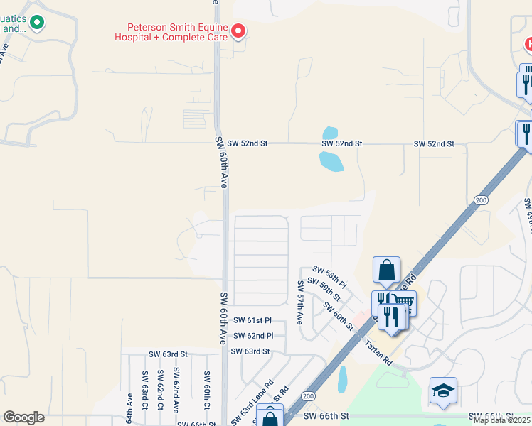 map of restaurants, bars, coffee shops, grocery stores, and more near 5925 Southwest 56th Place in Ocala