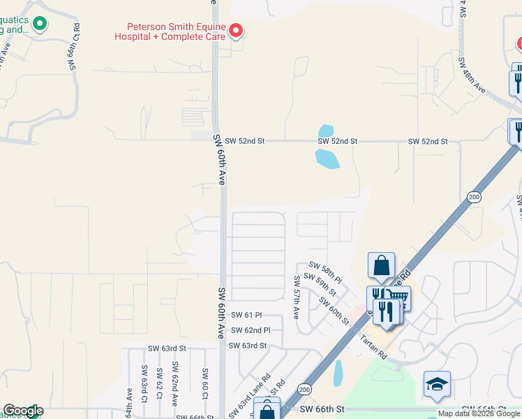 map of restaurants, bars, coffee shops, grocery stores, and more near 5925 Southwest 56th Place in Ocala