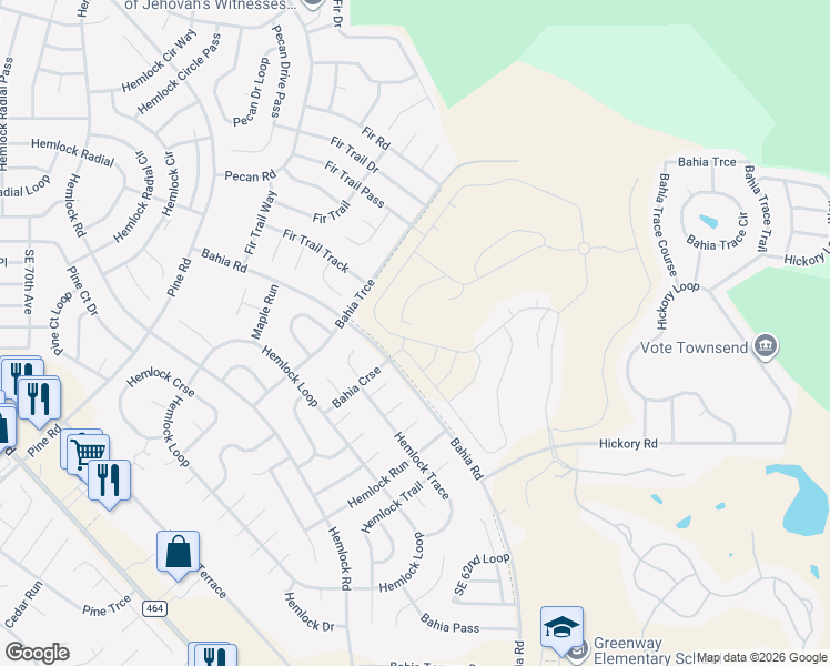 map of restaurants, bars, coffee shops, grocery stores, and more near 82 Hickory Course in Ocala