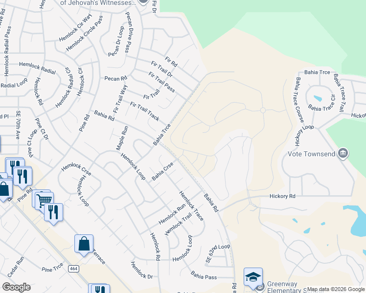 map of restaurants, bars, coffee shops, grocery stores, and more near 51-61 Bahia Trace in Ocala