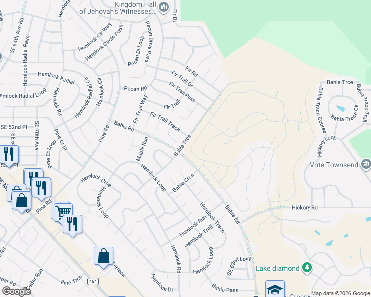 map of restaurants, bars, coffee shops, grocery stores, and more near 18 Fir Trail Terrace in Ocala