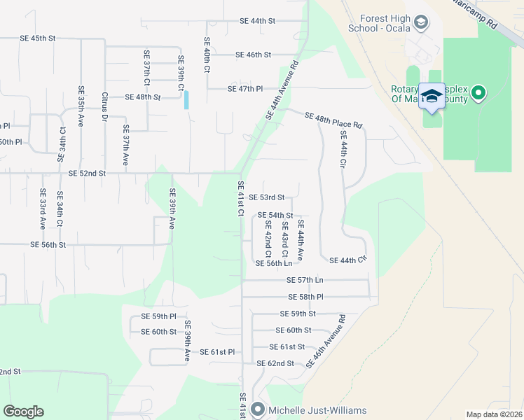 map of restaurants, bars, coffee shops, grocery stores, and more near 5430 Southeast 42nd Court in Ocala