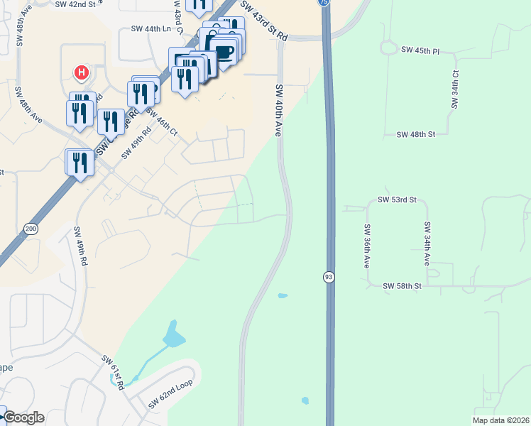 map of restaurants, bars, coffee shops, grocery stores, and more near Highway 93 in Ocala