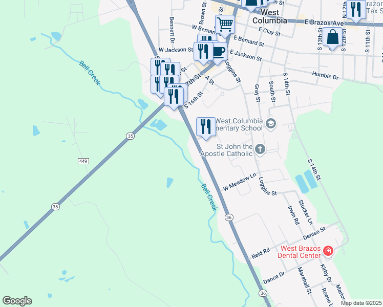 map of restaurants, bars, coffee shops, grocery stores, and more near 1010 South Columbia Drive in West Columbia