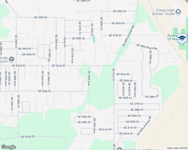 map of restaurants, bars, coffee shops, grocery stores, and more near 5351 Southeast 39th Avenue in Ocala