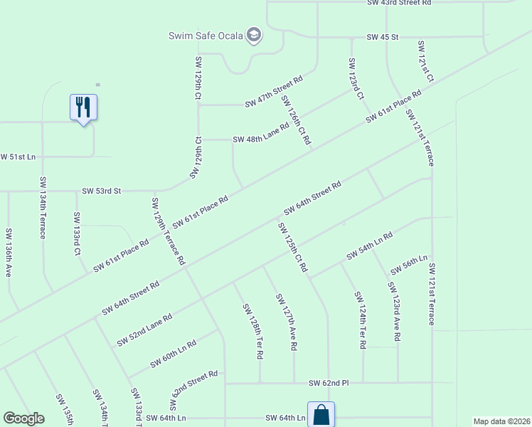 map of restaurants, bars, coffee shops, grocery stores, and more near 12695 Southwest 64th Street Road in Ocala
