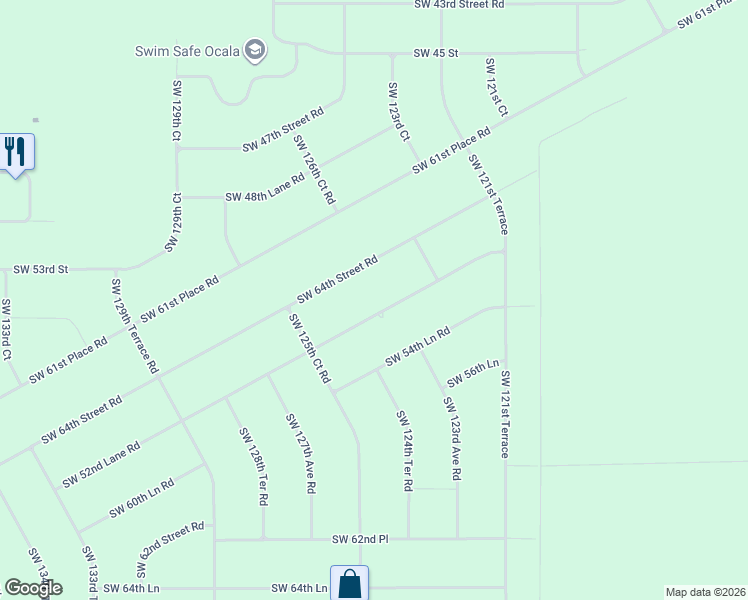 map of restaurants, bars, coffee shops, grocery stores, and more near 12431 Southwest 52nd Lane Road in Ocala