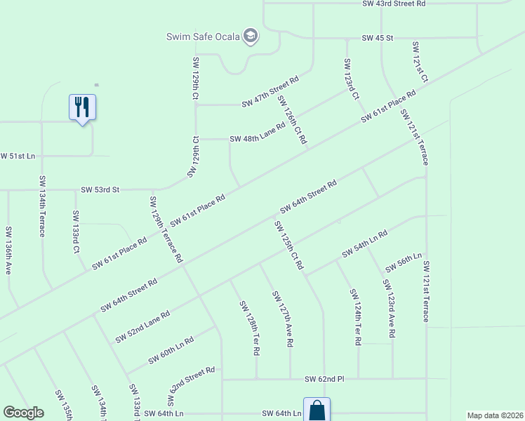 map of restaurants, bars, coffee shops, grocery stores, and more near 12695 Southwest 64th Street Road in Ocala