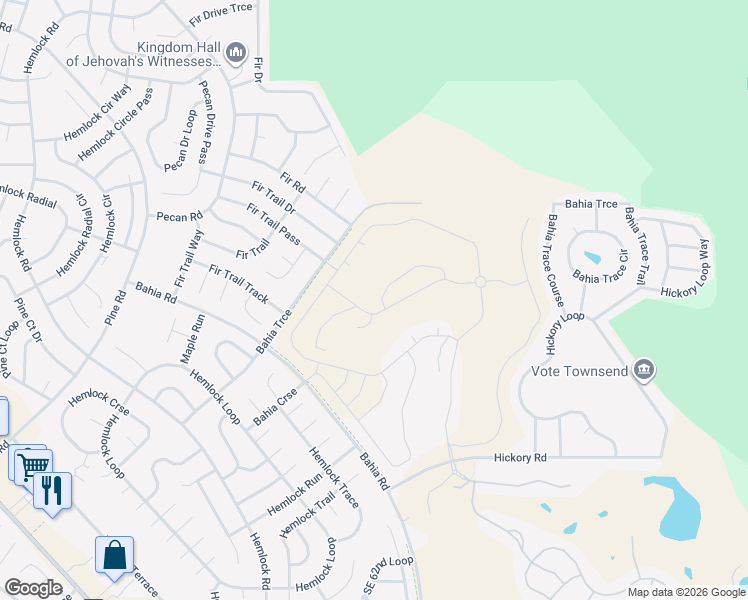 map of restaurants, bars, coffee shops, grocery stores, and more near 62 Bahia Trace in Ocala