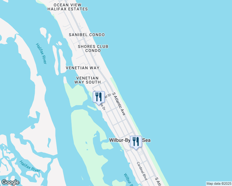 map of restaurants, bars, coffee shops, grocery stores, and more near 3925 South Atlantic Avenue in Port Orange