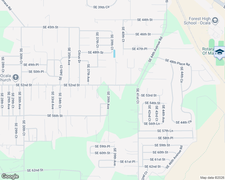 map of restaurants, bars, coffee shops, grocery stores, and more near 5351 Southeast 39th Avenue in Ocala